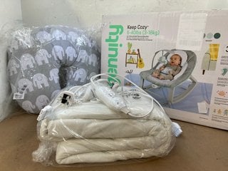 3 X BABY ITEMS TO INCLUDE INGENUITY KEEP COZY BOUNCE & ROCK SEAT: LOCATION - E13