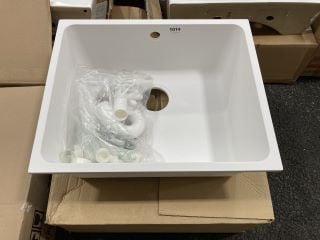 (COLLECTION ONLY) SINGLE BOWL KITCHEN SINK IN ROK TERRE CHAULK 540 X 440MM WITH WASTE FITTINGS - RRP £209: LOCATION - B8