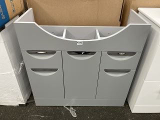 (COLLECTION ONLY) FLOOR STANDING 3 DOOR 2 DRAWER SEMI RECESSED SINK UNIT IN DERWENT GREY 800 X 330MM - RRP £375: LOCATION - A6