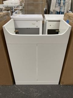 (COLLECTION ONLY) FLOOR STANDING 2 DOOR SEMI RECESSED SINK UNIT IN WHITE 600 X 310 X 820MM - RRP £245: LOCATION - A7