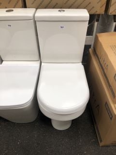 (COLLECTION ONLY) D-SHAPED CLOSED COUPLED TOILET WITH CISTERN FITTINGS, DUAL FLUSH TOP CHROME BUTTON & SEAT - RRP £325: LOCATION - A4