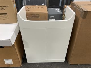 (COLLECTION ONLY) FLOOR STANDING 2 DOOR SEMI RECESSED SINK UNIT IN WHITE 600 X 310 X 820MM - RRP £245: LOCATION - A6