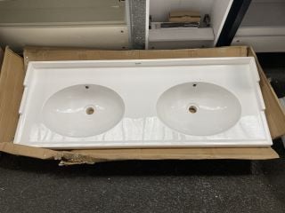 (COLLECTION ONLY) 1200 X 470MM ACRYLIC TWIN VESSEL BASIN COUNTERTOP - RRP £379: LOCATION - A7