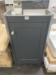 (COLLECTION ONLY) OLD LONDON STYLE FLOOR STANDING 1 DOOR SINK UNIT IN GREY WOODGRAIN 460 X 300MM - RRP £270: LOCATION - A7