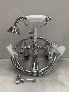 TRADITIONAL DECK MOUNTED BSM IN CHROME WITH HANDSET & HOSE - RRP £385: LOCATION - RACKING 3