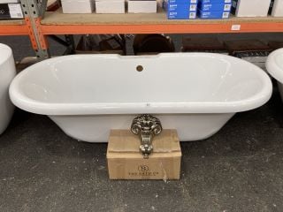 1700 X 780MM TRADITIONAL ROLL TOPPED DOUBLE ENDED FREESTANDING BATH WITH A SET OF ANTIQUE BRONZE CLAW & BALL FEET - RRP £1049 (SLIGHT REPAIRABLE CRACK TO RIGHT HAND SIDE): LOCATION - B2