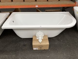 1700 X 750MM TRADITIONAL FREESTANDING LH SINGLE ENDED CORNER BATH WITH A SET OF WHITE CLAW & BALL FEET - RRP £1099: LOCATION - B4