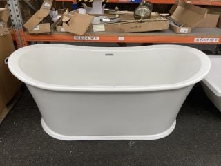 1676 X 860MM TRADITIONAL DOUBLE ENDED SLIPPER STYLE FREESTANDING BATH WITH INTEGRAL CHROME SPRUNG WASTE & OVERFLOW - RRP £1509: LOCATION - B4