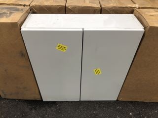 WALL HUNG 2 DOOR BATHROOM CABINET IN PEARL GLOSS GREY 600 X 660 X 180MM RRP £195: LOCATION - A2