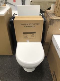 (COLLECTION ONLY) 500 X 340MM TOILET UNIT IN INDIGO & WHITE WITH BTW PAN & SEAT WITH CONCEALED CISTERN FITTING KIT - RRP £780: LOCATION - A3