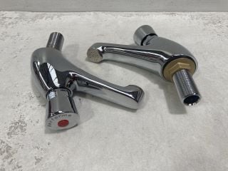 PAIR OF NON CONCUSSIVE BASIN PILLAR TAPS IN CHROME - RRP £195: LOCATION - R1