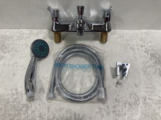 LEVER ACTION DECK MOUNTED BSM IN CHROME WITH SHOWER HANDSET, HOSE & WALL MOUNTING BRACKET - RRP £325: LOCATION - R1