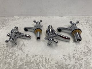 SET OF TRADITIONAL CROSSHEAD ALL CHROME BATH & BASIN PILLAR TAPS - RRP £245: LOCATION - R1