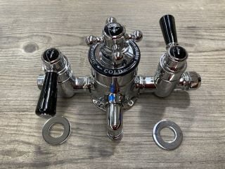 TRADITIONAL EXPOSED TRIPLE SHOWER VALVE IN CHROME & BLACK - RRP £585: LOCATION - R2