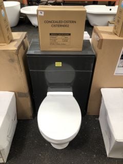 (COLLECTION ONLY) 560 X 310MM TOILET UNIT IN GLOSS ANTHRACITE WITH BTW PAN & SEAT WITH CONCEALED CISTERN FITTING KIT - RRP £780: LOCATION - A2