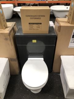 560 X 310MM TOILET UNIT IN GLOSS ANTHRACITE WITH BTW PAN & SEAT WITH CONCEALED CISTERN FITTING KIT - RRP £780: LOCATION - A2