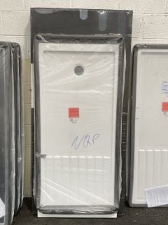 (COLLECTION ONLY) CLEAR GLASS BLACK GRID PATTERN 900 X 1950 X 8MM WET ROOM PANEL WITH A PEARLSTONE WALK IN 1700 X 800MM SHOWER TRAY - RRP £1325: LOCATION - A6