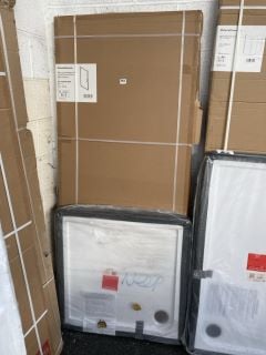 (COLLECTION ONLY) CLEAR GLASS BLACK FRAMED 800 X 1850 X 6MM PIVOT SHOWER DOOR WITH A PEARLSTONE 800MM2 SHOWER TRAY - RRP £1060: LOCATION - A8