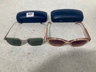 2 X PAIRS OF LACOSTE MARCHON SUNGLASSES IN MATT LIGHT GUNMETAL & ROSE - COMBINED RRP £310.00: LOCATION - WA4