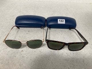 2 X PAIRS OF LACOSTE MARCHON SUNGLASSES IN DARK HAVANA & SHINY GOLD - COMBINED RRP £350.00: LOCATION - WA4