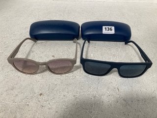 2 X PAIRS OF LACOSTE MARCHON SUNGLASSES IN MATTE BLUE & LIGHT GREY - COMBINED RRP £270.00: LOCATION - WA4