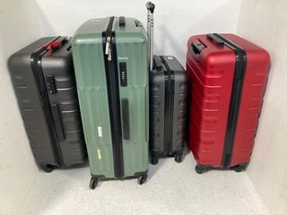 4 X ASSORTED JOHN LEWIS & PARTNERS SUITCASES TO INCLUDE 4 WHEELED HARD SHELL LARGE SUITCASE IN GREEN: LOCATION - A9