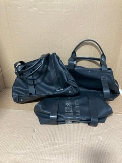 3 X JOHN LEWIS & PARTNERS KIN ERIKA 3 SECTION BAGS IN BLACK - COMBINED RRP £165: LOCATION - A1