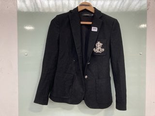 RALPH LAUREN WOMENS BULLION JACQUARD BLAZER IN BLACK - SIZE UK X SMALL - RRP £259: LOCATION - A5