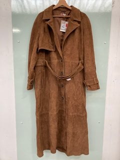 JOHN LEWIS & PARTNERS WOMENS SUKI SUEDE TRENCH COAT IN BROWN - SIZE UK 18 - RRP £399: LOCATION - A4