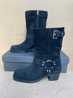 MINT VELVET TED SUEDE BIKER BOOTS IN BLACK - UK SIZE 8 - RRP £189: LOCATION - B3