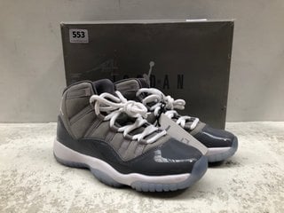 NIKE AIR JORDAN 11 RETRO SHOES IN MEDIUM GREY/WHITE -UK SIZE 4.5 - RRP £100: LOCATION - B6