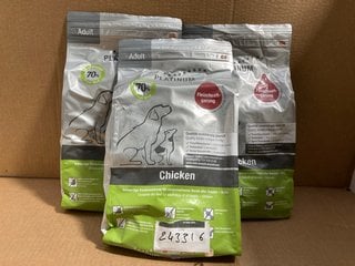 3 X BAGS OF PLATINUM COMPLETE ADULT DOG FOOD WITH CHICKEN- BBE 12/25: LOCATION - WA1