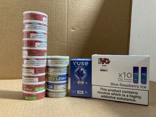 QTY OF ASSORTED VAPE ITEMS TO INCLUDE 5 X 2 PACK VUSE BLUEBERRY ICE EPO PODS (PLEASE NOTE: 18+YEARS ONLY. ID MAY BE REQUIRED): LOCATION - WA1