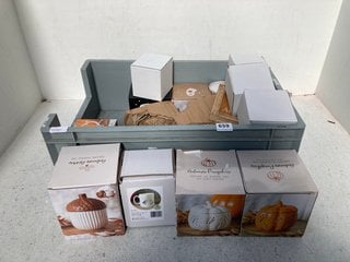 QTY OF ASSORTED HOMEWARE TO INCLUDE AUTUMN PUMPKIN CERAMIC OIL BURNER AND TEA LIGHT HOLDER: LOCATION - B16