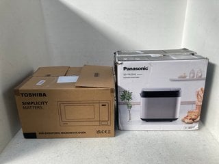 PANASONIC AUTOMATIC BREAD MAKER IN SILVER - MODEL: SD-YR2550 - RRP £200 TO INCLUDE TOSHIBA 800W MICROWAVE IN WHITE - MODEL: MM-E20P: LOCATION - C13