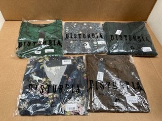 5 X ASSORTED DISTURBIA LADIES CLOTHING ITEMS - UK SIZE 8 TO INCLUDE OPHIDIA GREEN SNAKE PRINT TIE DETAIL CROP TOP: LOCATION - WA2