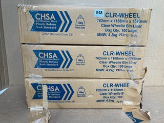 3 X BOXES OF CHSA CLEAR WHEELIE BIN LINERS: LOCATION - C7