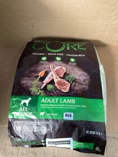 PACK OF WELLNESS CORE 10KG GRAIN FREE ADULT LAMB DOG BISCUITS - BBE 28/10/25: LOCATION - C6