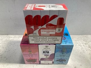 4 X BOXES OF ASSORTED VAPES TO INCLUDE BAR JUICE 5000 20MG 10ML E-LIQUIDS IN STRAWBERRY ICE - (PLEASE NOTE: 18+YEARS ONLY. ID MAY BE REQUIRED): LOCATION - C5