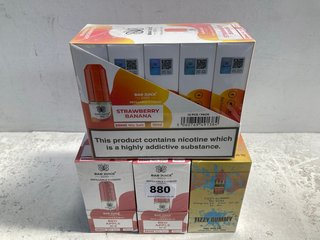 4 X BOXES OF ASSORTED VAPES TO INCLUDE BAR JUICE 5000 20MG 10ML E-LIQUIDS IN STRAWBERRY BANANA - (PLEASE NOTE: 18+YEARS ONLY. ID MAY BE REQUIRED): LOCATION - C5