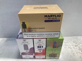 4 X BOXES OF ASSORTED VAPES TO INCLUDE BAR JUICE 5000 20MG 10ML E-LIQUIDS IN STRAWBERRY ICE - (PLEASE NOTE: 18+YEARS ONLY. ID MAY BE REQUIRED): LOCATION - C5