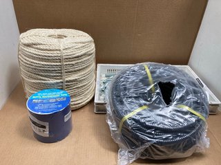 QTY OF ASSORTED HARDWARE ITEMS TO INCLUDE LARGE REEL OF HEAVY DUTY ROPE: LOCATION - WA2