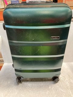 FLIEE SMALL HARD SHELL WHEELED SUITCASE IN GREEN: LOCATION - C4