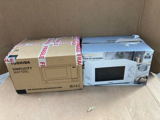 DAEWOO 800W 20L MANUAL MICROWAVE IN WHITE TO ALSO INCLUDE TOSHIBA MM-EM20P DIGITAL MICROWAVE: LOCATION - C2