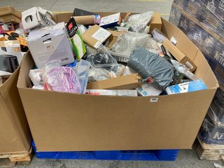 PALLET OF ASSORTED ITEMS TO INCLUDE MARSKE STEAM IRON: LOCATION - A4 (KERBSIDE PALLET DELIVERY)