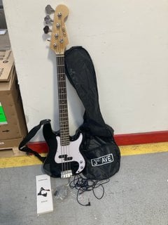 3RD AVE ELECTRIC BASS GUITAR IN BLACK/WHITE RRP: £150: LOCATION - AR1