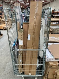 CAGE OF ASSORTED ITEMS TO INCLUDE MINKY ERGO IRONING BOARD (CAGE NOT INCLUDED): LOCATION - B1 (KERBSIDE PALLET DELIVERY)