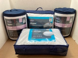 4 X ASSORTED BEDDING ITEMS TO INCLUDE SILENTNIGHT AIRMAX 10.5 TOG SINGLE DUVET: LOCATION - AR1