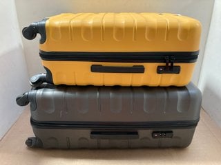 JOHN LEWIS & PARTNERS 4 WHEELED HARD SHELL MEDIUM SUITCASE IN YELLOW TO ALSO INCLUDE JOHN LEWIS & PARTNERS 4 WHEELED HARD SHELL LARGE SUITCASE IN CHARCOAL: LOCATION - AR3