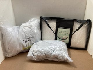 3 X ASSORTED JOHN LEWIS & PARTNERS BEDDING ITEMS TO INCLUDE CLASSIC MEMORY FOAM PILLOW: LOCATION - AR7